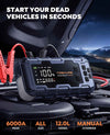 Techtonika 6000A Portable Car Jump Starter with 160PSI Air Compressor, 45W Fast Charging Power Bank, LED Lights & Gloves – 12V Battery Booster for All Gas & Up to 12L Diesel Engines