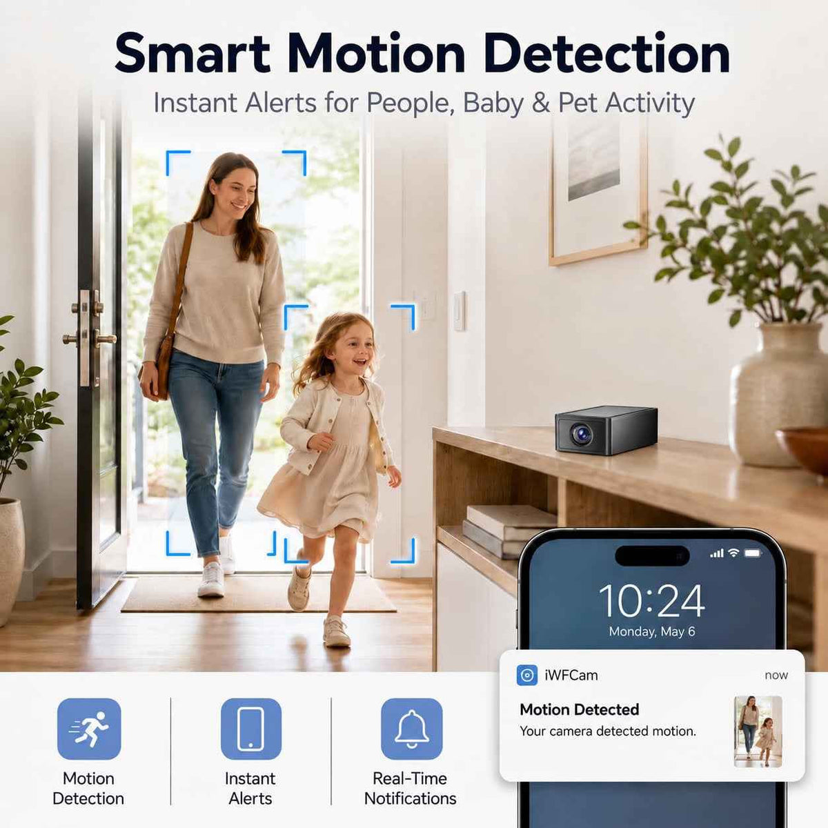 Mini 2K WiFi Security Camera – Wireless Indoor Camera with Night Vision & Motion Detection