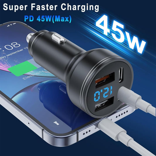 UGREEN 130W 3-Port USB-C Car Charger | PD 100W, Fast Charging, LED Light, 100W Cable Included - Techtonika Autolink