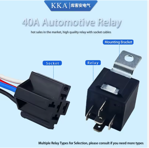 KKA-V4 Series 40A High-Quality Automotive Relay with Socket & Cables – 12V/24V, 4-Pin/5-Pin