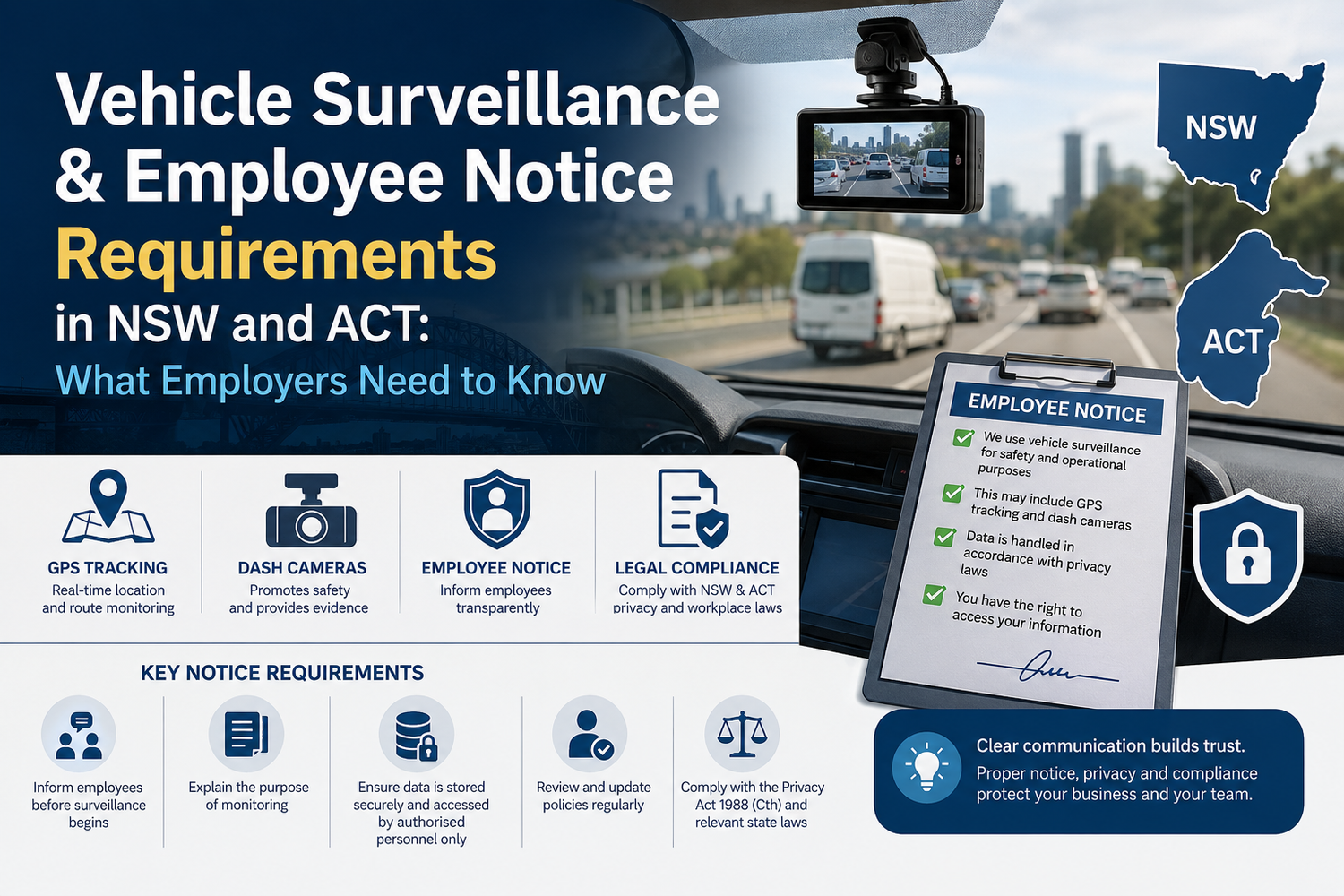 Vehicle Surveillance & Employee Notice Requirements in NSW and ACT: What Employers Need to Know