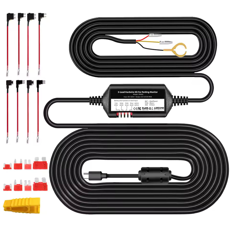 AZDOME Hardwire Kit for M27/M560/M330/PG19X/M580/D100 with Low Voltage Protection - Techtonika Autolink