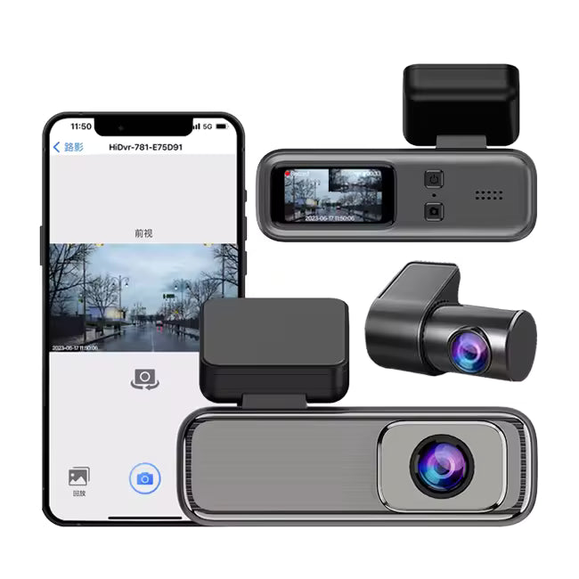 2K Dual Lens Dash Cam with 1.47-Inch IPS Screen, WIFI, 150° Wide Angle, 1080P Video Recorder and Rear Camera
