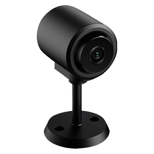 Black security camera on a white background