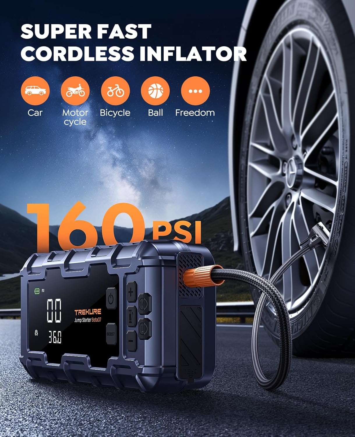 Techtonika 6000A Portable Car Jump Starter with 160PSI Air Compressor, 45W Fast Charging Power Bank, LED Lights & Gloves – 12V Battery Booster for All Gas & Up to 12L Diesel Engines