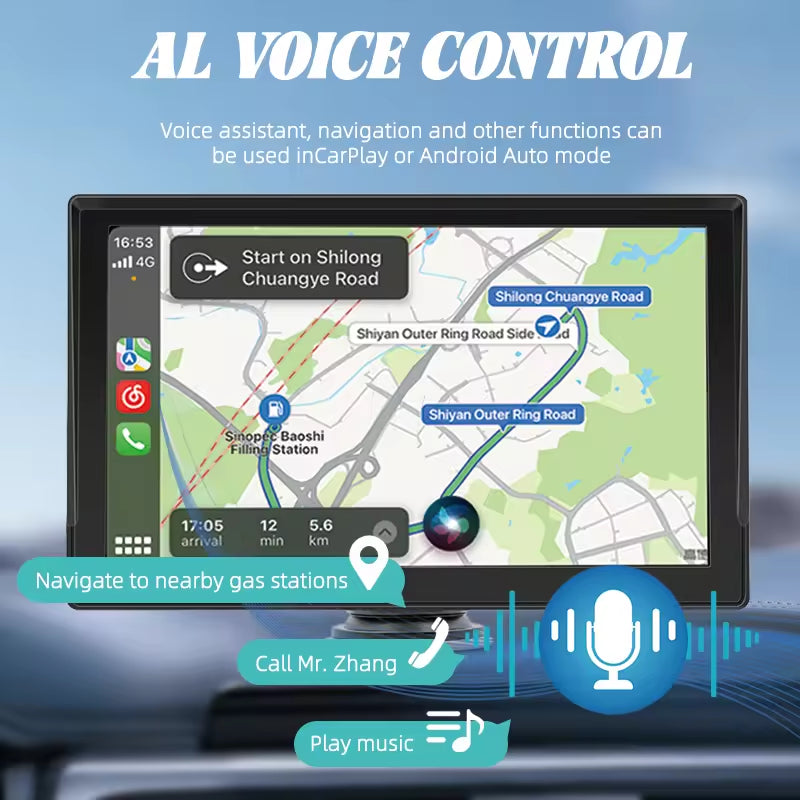 Anko 7in. Wireless Car Play Display | USB Connected LCD Smart Car Display Android Auto Airplay BT for Car Stereo Radio