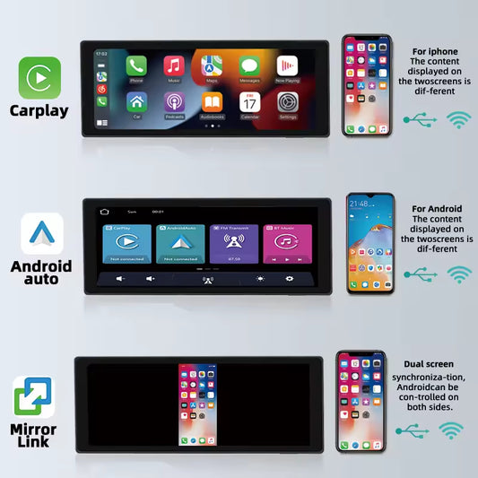 Anko 7in. Wireless Car Play Display | USB Connected LCD Smart Car Display Android Auto Airplay BT for Car Stereo Radio