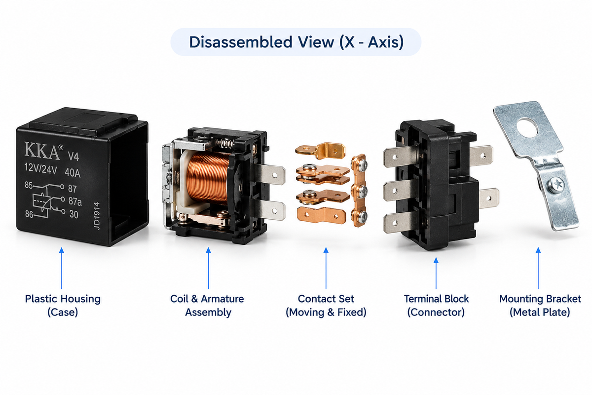 KKA-V4 40A 12V Automotive Relay 5-Pin SPST SPDT Heavy Duty Style Universal Car Auto Relay Switch with Socket