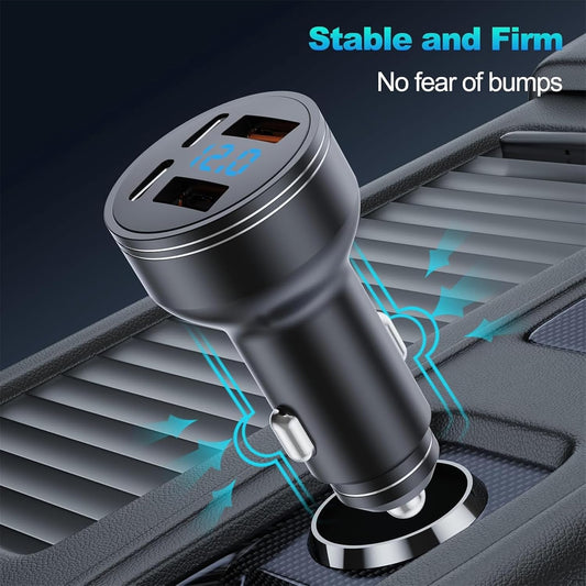 UGREEN 130W 3-Port USB-C Car Charger | PD 100W, Fast Charging, LED Light, 100W Cable Included - Techtonika Autolink