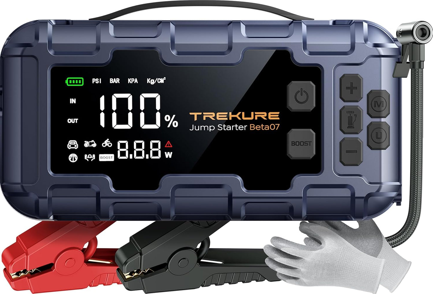 Techtonika 6000A Portable Car Jump Starter with 160PSI Air Compressor, 45W Fast Charging Power Bank, LED Lights & Gloves – 12V Battery Booster for All Gas & Up to 12L Diesel Engines